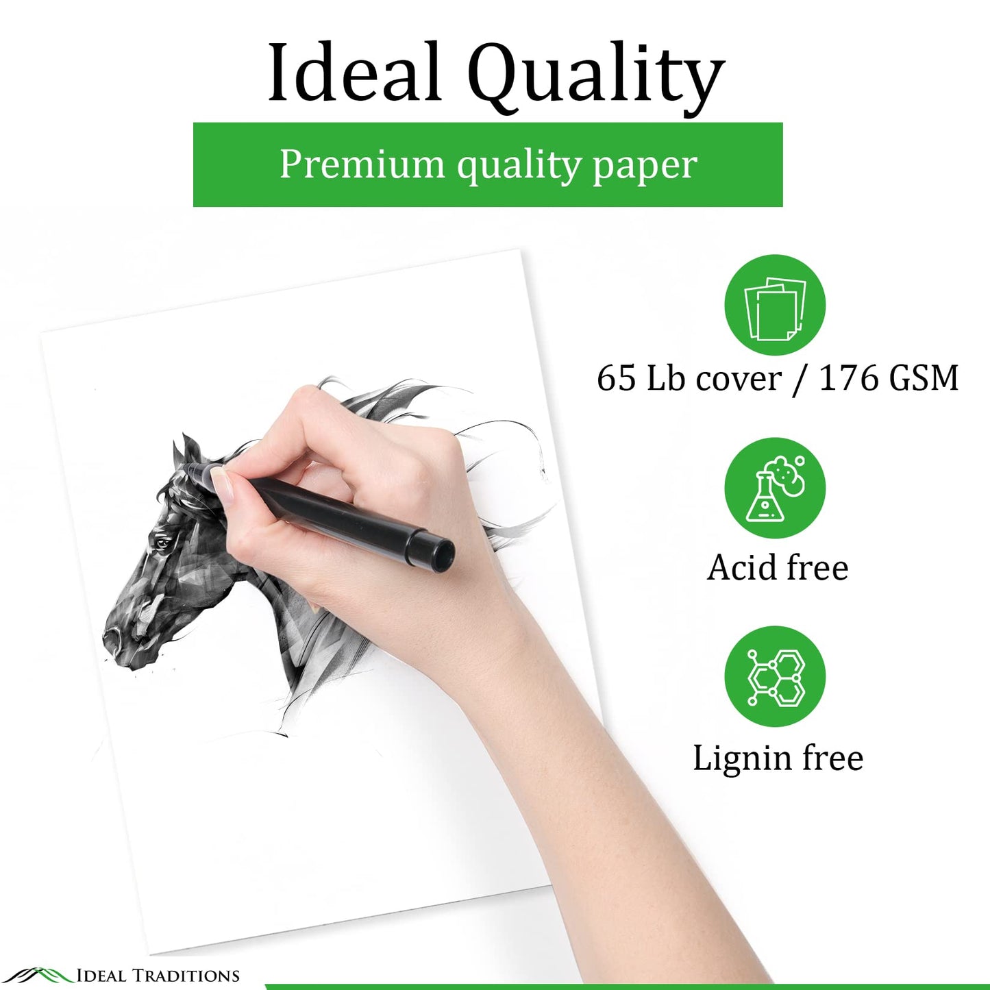 White Cardstock 8.5x11" 65 lb cover 100 Sheets Smooth Card Stock - Ideal Traditions